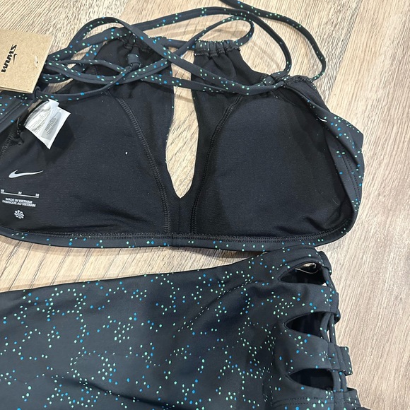 Nike Swim High Waist Cheeky Bikini Brief Black Green Blue Women size M - Picture 6 of 9